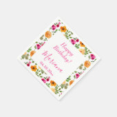 Serviette En Papier Fête d'anniversaire simple rose orange (Coin)