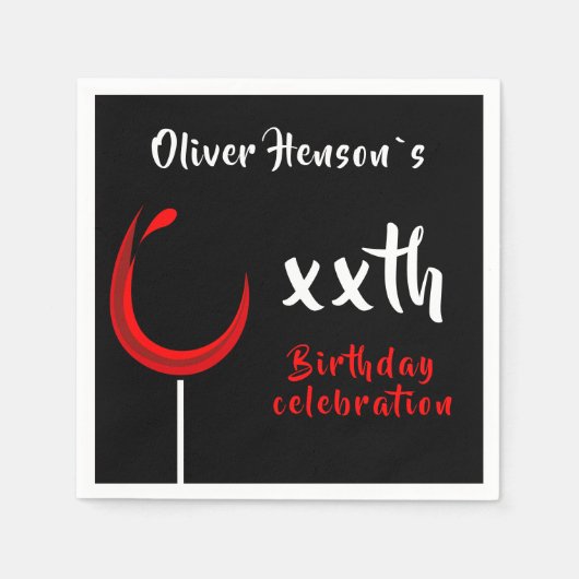 Serviette En Papier Fête d'Anniversaire Simple Rouge (Devant)