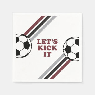 Serviette En Papier Fête d'anniversaire Soccer Rayures Marron Let's Ki