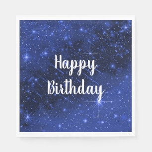 Serviette En Papier Fête d'anniversaire Star Galaxy sur bleu