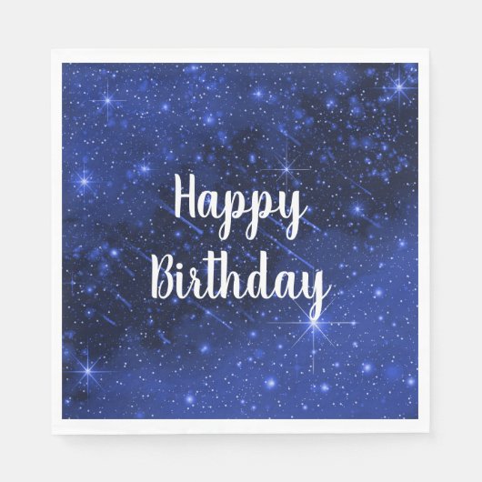 Serviette En Papier Fête d'anniversaire Star Galaxy sur bleu (Devant)
