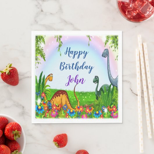 Serviette En Papier Fête d'anniversaire Stomp and Roar Dinosaur (En situation)