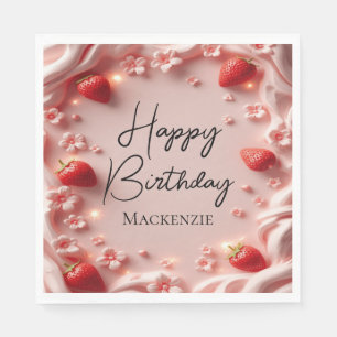 Serviette En Papier Fête d'anniversaire Strawberry Berry First Happy