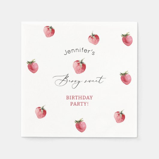 Serviette En Papier Fête d'anniversaire sucrée aux fraises (Devant)