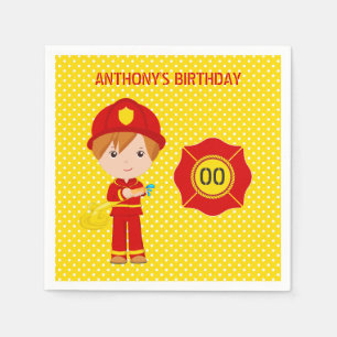 Serviette En Papier Fête d'anniversaire sur le thème des pompiers pers