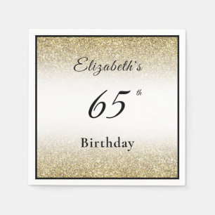 Serviette En Papier Fête d'anniversaire sur mesure noir et or 65 ans
