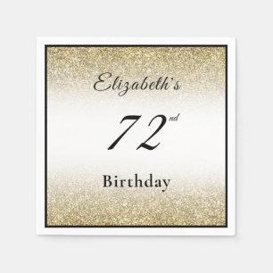 Serviette En Papier Fête d'anniversaire sur mesure noir et or 72 ans