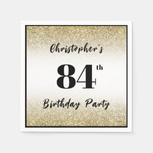 Serviette En Papier Fête d'anniversaire sur mesure noir et or 84ème