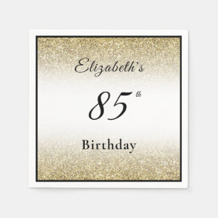 Serviette En Papier Fête d'anniversaire sur mesure noir et or 85 ans