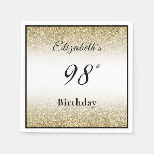 Serviette En Papier Fête d'anniversaire sur mesure noir et or 98 ans