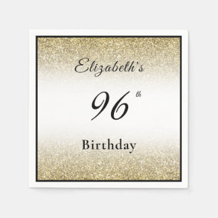 Serviette En Papier Fête d'anniversaire sur mesure noir et or pour 96