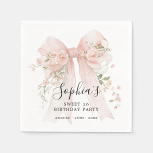 Serviette En Papier Fête d'anniversaire Sweet 16 Cocktail aux roses à