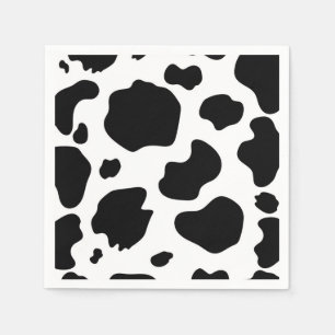 Serviette En Papier Fête d'anniversaire Taches de vache noire et blanc