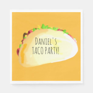 Serviette En Papier Fête d'anniversaire Taco Aquarelle