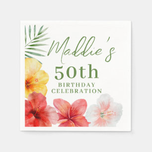 Serviette En Papier Fête d'anniversaire tropicale 50 ans 