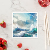 Serviette En Papier Fête d'anniversaire Vagues d'aquarelle Splash d'ea (En situation)