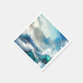 Serviette En Papier Fête d'anniversaire Vagues d'aquarelle Splash d'ea (Coin)