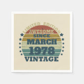 Serviette En Papier Fête d'anniversaire vintage personnalisée (Devant)