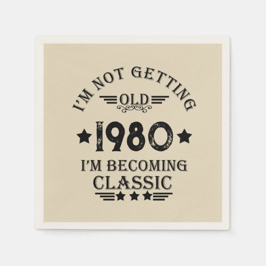 Serviette En Papier Fête d'anniversaire vintage personnalisée (Devant)