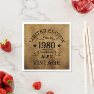 Serviette En Papier Fête d'anniversaire vintage personnalisée