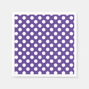 Serviette En Papier Fête d'anniversaire Violet & Blanc à pois
