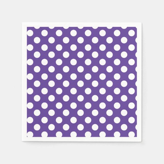 Serviette En Papier Fête d'anniversaire Violet Pourpre & Blanc à pois (Devant)