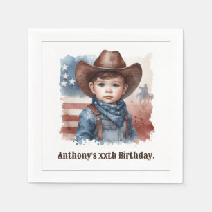 Serviette En Papier Fête d'anniversaire Western Cowboy Rustique Rodeo