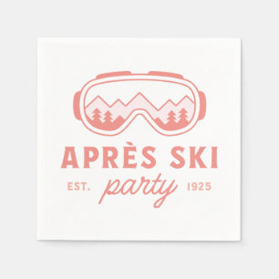 Serviette En Papier Fête d'après-ski filles nuit ski esthétique rose