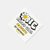 Serviette En Papier Fête de 1er anniversaire d'une fille heureuse (Coin)