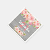 Serviette En Papier fête de 21e anniversaire coral dahlia fleurs gris (Coin)