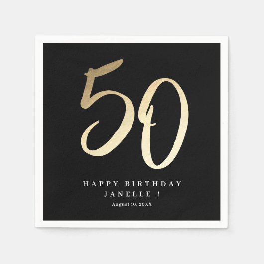 Serviette En Papier Fête de 50e anniversaire minimal moderne (Devant)