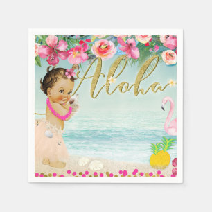 Serviette En Papier Fête de Baby Shower Aloha Thème Rétro Plage Hawaïe