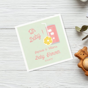 Serviette En Papier Fête de Baby Shower aux Lemonades Roses Oh Bébé
