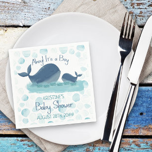 Serviette En Papier Fête de Baby Shower Baleine Heureuse C'est un Garç