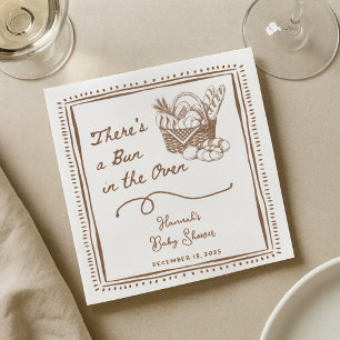 Serviette En Papier Fête de Baby Shower Bun Brun Dessiné dans le Four