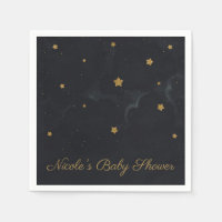Fête de Baby Shower Ciel Nocturne Étoilé Noir Or D