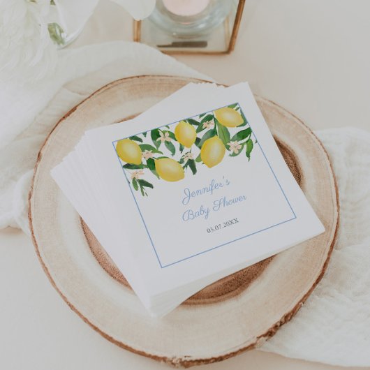 Serviette En Papier Fête de Baby shower de citron bleu pâle