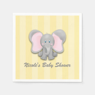 Serviette En Papier Fête de Baby Shower éléphant jaune Petit éléphant