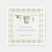 Serviette En Papier Fête de Baby Shower Gingham Pêcheur (Devant)
