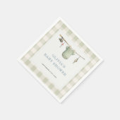 Serviette En Papier Fête de Baby Shower Gingham Pêcheur (Coin)