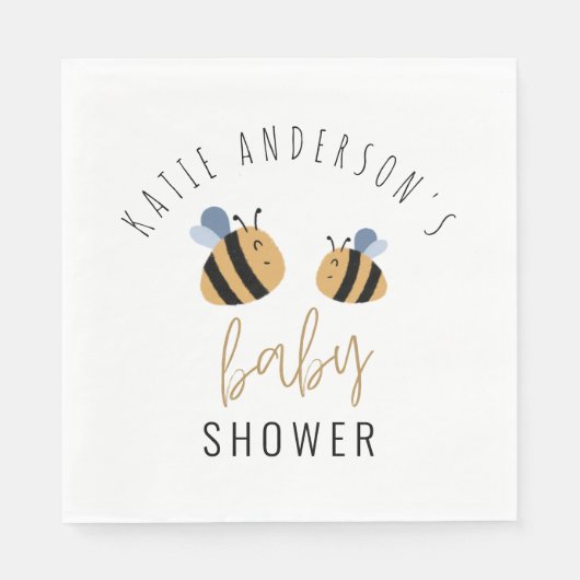 Serviette En Papier Fête de Baby shower moderne Cute Bumblebee (Devant)