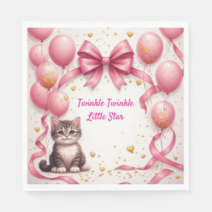 Serviette En Papier Fête de baby shower pour un adorable chaton 🎀