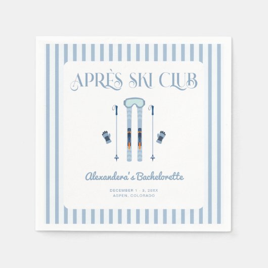 Serviette En Papier Fête de Bachelorette Apres Ski d'Hiver (Devant)