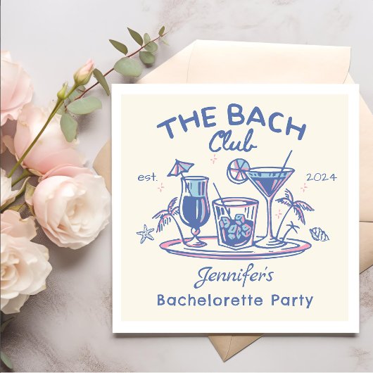 Serviette En Papier Fête de Bachelorette Cocktail de Plage Fantaisiste