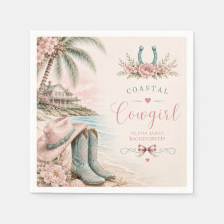 Serviette En Papier Fête de bachelorette cowgirl côtière à l'aquarelle