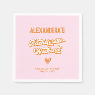 Serviette En Papier Fête de Bachelorette de plage rose et orange