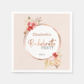 Serviette En Papier Fête de Bachelorette Fleurale Aquarelle Rose (Devant)