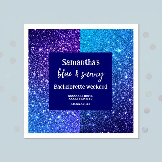 Serviette En Papier Fête de Bachelorette Pailletée Bleue