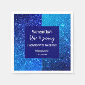 Serviette En Papier Fête de Bachelorette Pailletée Bleue (Devant)