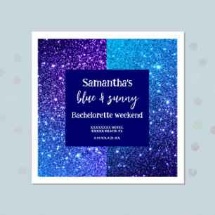 Serviette En Papier Fête de Bachelorette Paillettes Bleues